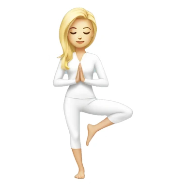 Blonde girl doing yoga in white suit  sticker
