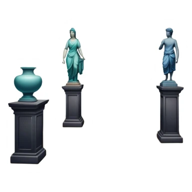 An icon featuring an elegant art gallery with classic paintings hanging on the walls, and sculptures displayed on pedestals. Visitors admire the exhibits, capturing the essence of culture, history, and art. Set against a transparent background. sticker