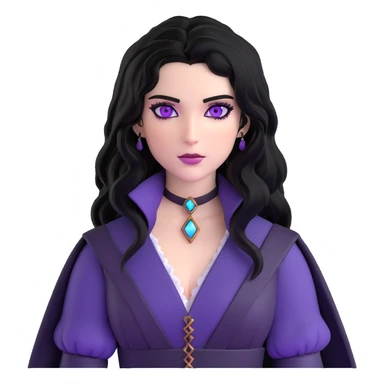 Yennefer from Witcher with black hair and purple eyes sticker