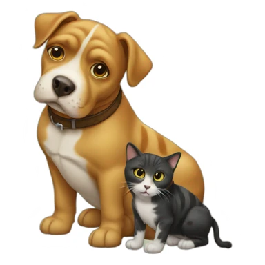 An emoji with a cat stacked on a dog stacked turtle stacked cow sticker