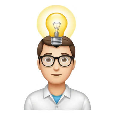 face with glasses and a lightbulb above the head, representing genius sticker