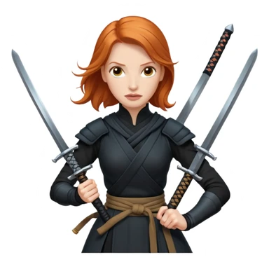 Jessica Chastain, in a ninja position with swords sticker