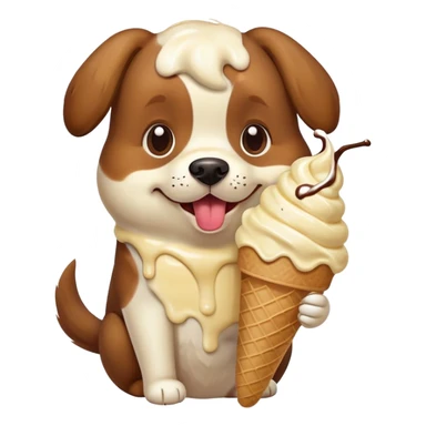dog eating ice cream sticker