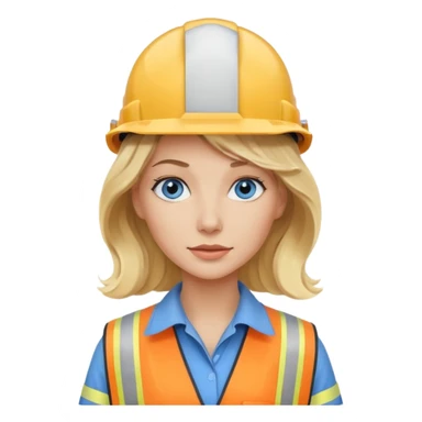 Blonde avec yeux bleus qui est architecte , cheveux ondulés  sticker