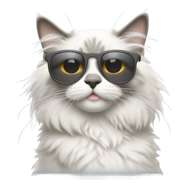 White and grey ragdoll Cat with sunglasses doing a peace sign sticker