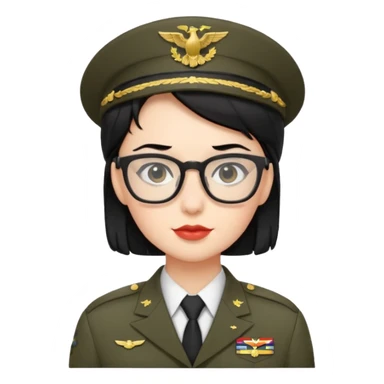 Black hair military secretary glasses nerd cute sticker