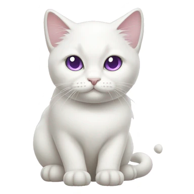 white cat with a light purple bow sticker