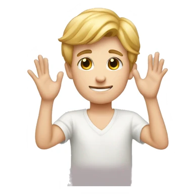 A white boy maing heart with hands sticker