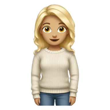blonde girl in cozy sweater sticker