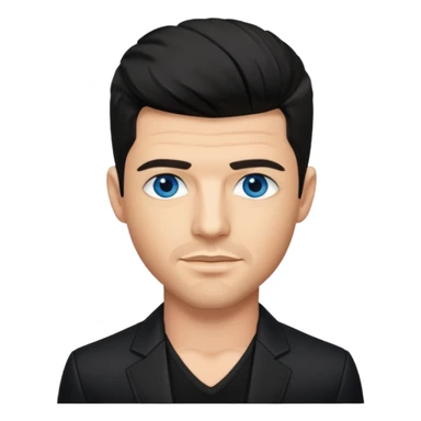 Robin Thicke with blue eyes, black hair, black outfit sticker