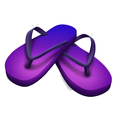 Realistic dark purple gradient pair of summer flip flops isolated. sticker