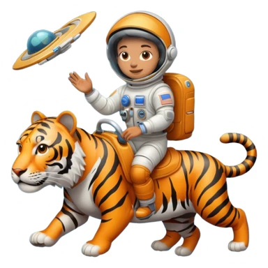 Astronaut riding tiger sticker