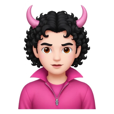 devil curly hair black in pink outfit sticker
