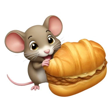 Brown mouse eating croissant  sticker