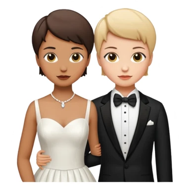 due ragazze che si sposano,una ha i capelli corti r lo smoking e l'altra ha il vestito bianco da sposa  sticker