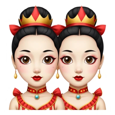 Vintage circus beautiful Asian female siamese twins  sticker