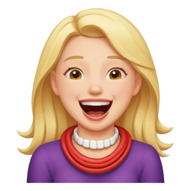 Girl choking herself laughing  sticker