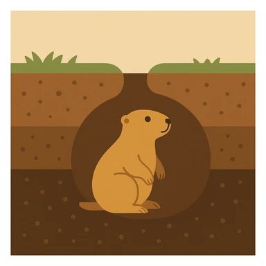 Flat design style Prairie dog under ground sticker