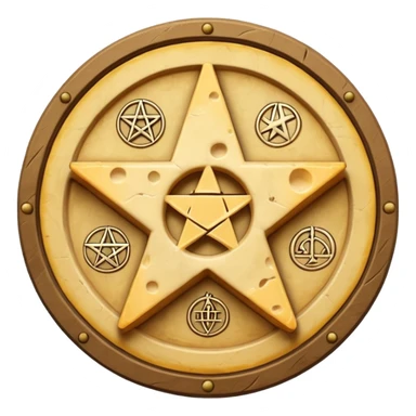 cheese wheel witchcraft occult pentagram sticker