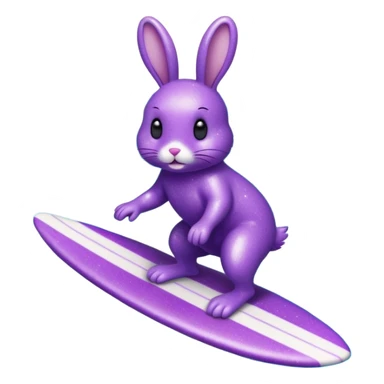 glitter purple cian bunny surf sticker