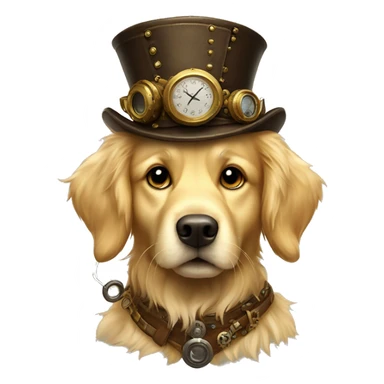 Golden retriever steam punk dog sticker