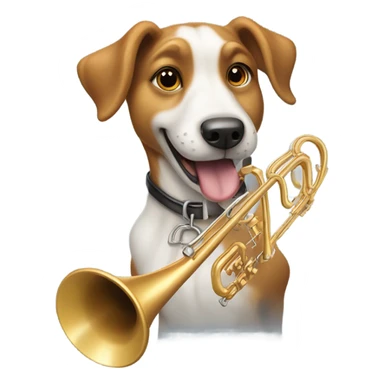 Dog playing the trombone sticker