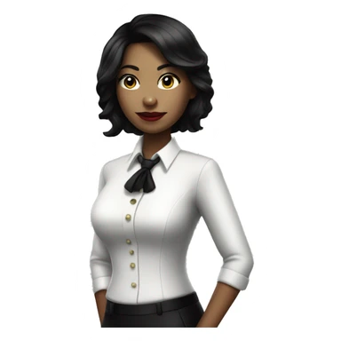 black haired female croupier in white shirt and black tie sticker