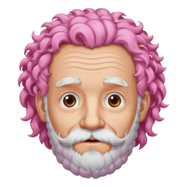 old pink haired curly man with beard sticker