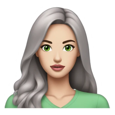 megan fox with green eyes and soft pink lips, blue shirt sticker