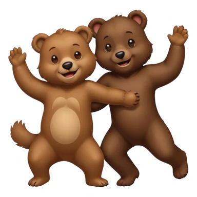 un ours très joyeux qui danse avec un chien sticker