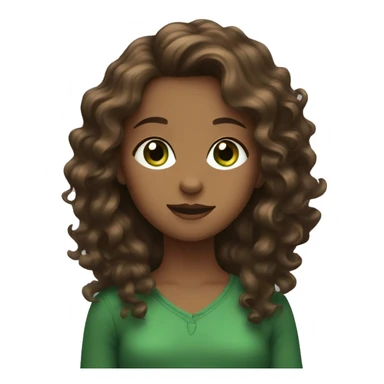 A girl with green eyes and brown and wavy hair sticker