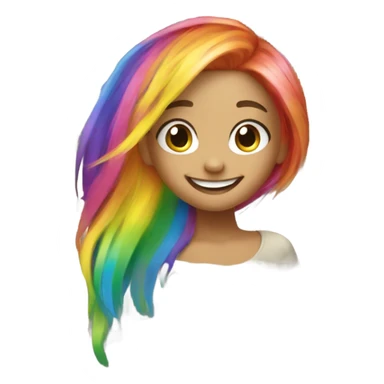 Use the image smiling rainbow hair girl and create a pack of emojis sticker