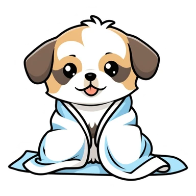 Shih tzu puppy with towel sticker