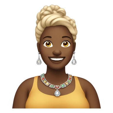 smiling overweight medium toned black woman with jewelry indoors sticker