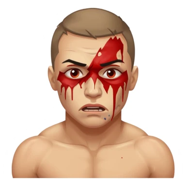 RUSSIAN MMA FIGHTER WITH BRUISED BODY IN VISIBLE PAIN sticker