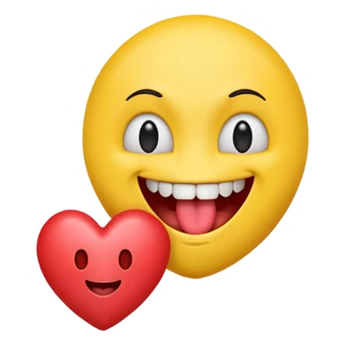 yellow emoji face holding a heart and hes so happy with so happy with teeth and tongue and toes growing out of the top of its head. his eyes have been plucked out and are now eyeless sockets sticker