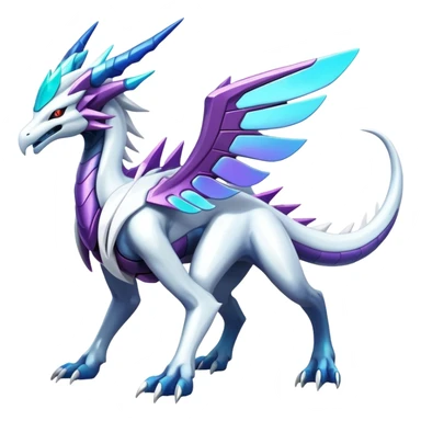 Colorful Iridescent Futuristic Modern Epic Legendary Shiny Cyber-Suicune-Dialga-Reshiram-Creature, (full body) sticker