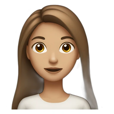 A girl with brown and long hair, brown white eyes sticker