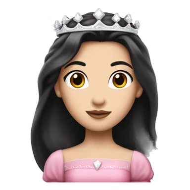 PRINCESS WITH WHITE SKIN, LONG VOLUMOUS BLACK HAIR, WITH PRINCESS CROWN, WITH PINK PRINCESS OUTFIT sticker