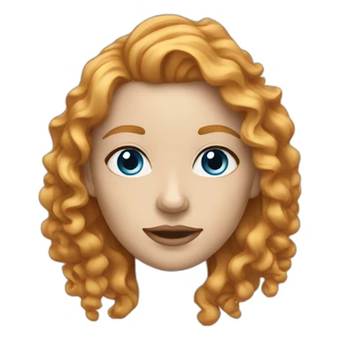 White Ginger woman long curly hair blue eyes sticker