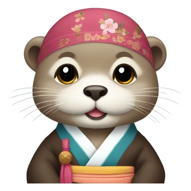 a otter face wearing traditional korean hanbok sticker