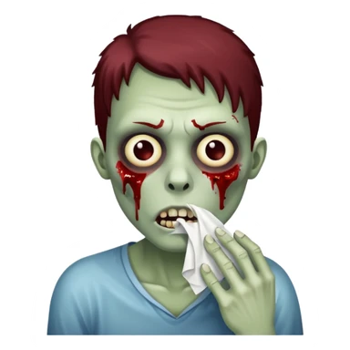 zombie holding tissue to nose sticker