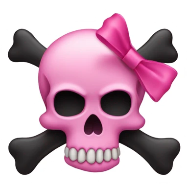 Pink Skull and crossbones with black  bow  sticker