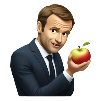 Macron qui mange une pomme sticker