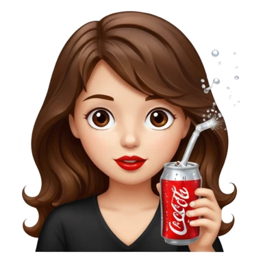 Girl with brown wavy hair drinking a bedazzled Diet Coke  sticker