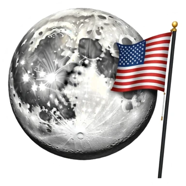 На фоне космоса луна а на ней флаг и написано "MAJESTIC" sticker