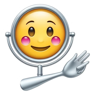 Espejo con emoji de guiño: Un espejo de mano estilizado con un emoji de guiño reflejado, simbolizando el cuidado personal y la confianza FONDO BLANCO sticker