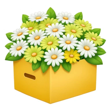box full of yellow, white and green flowers. pastel colors sticker
