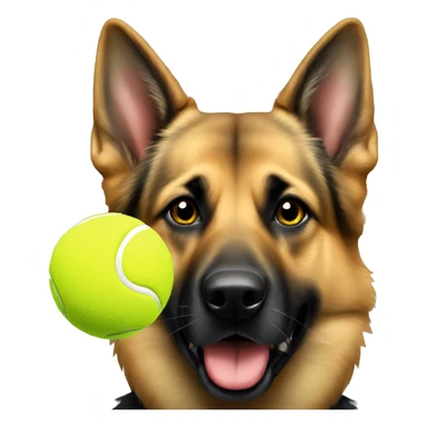German Shepard tennis ball in mouth  sticker
