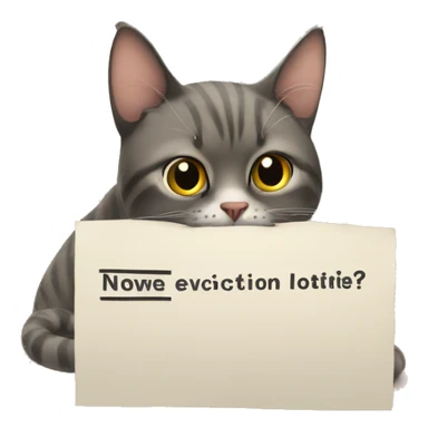 disappointed cat holding a eviction notice sticker